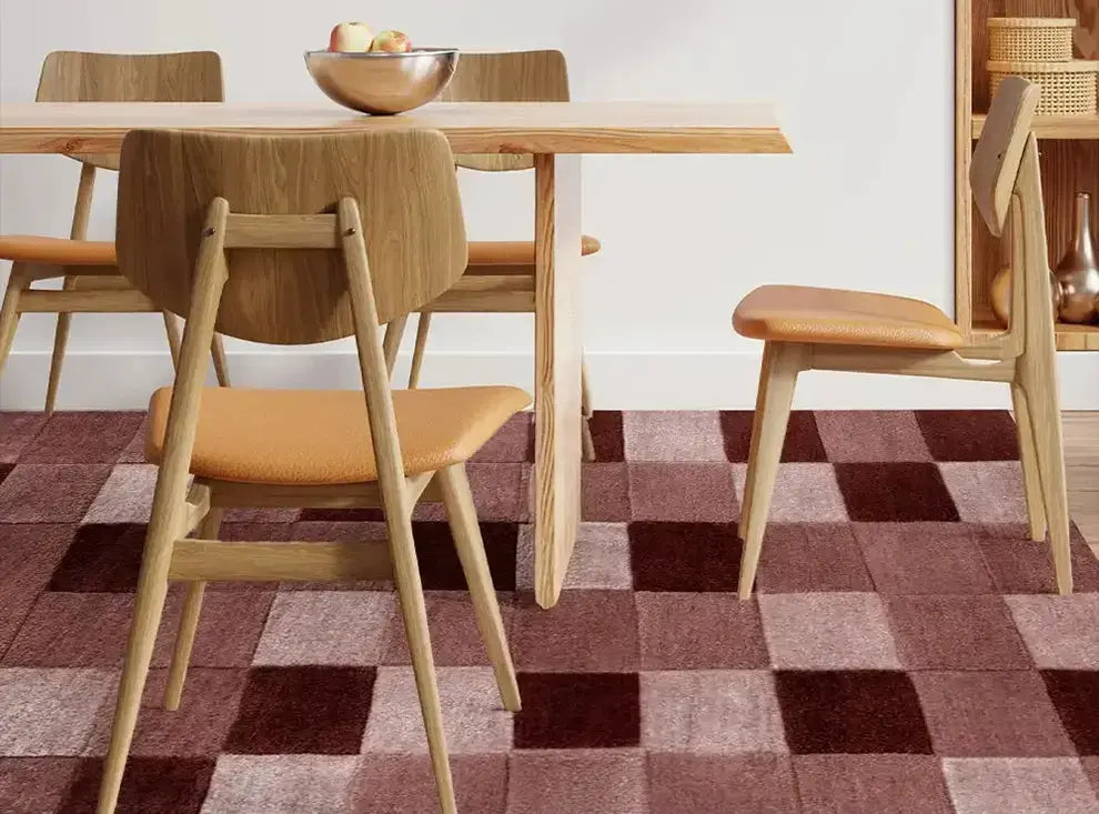 Celestine Hand-Woven Pink Plaid Rug – Formaldehyde-Free Luxury