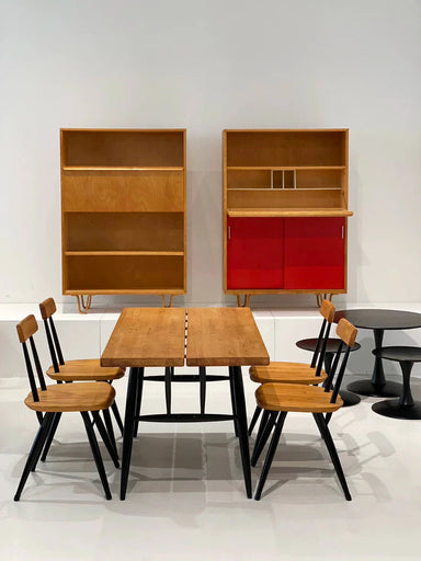 Vintage Ilmari Tapiovaara Pirkka Dining Set: One Table, Four Chairs, Lukaanpuu 1950s Original
