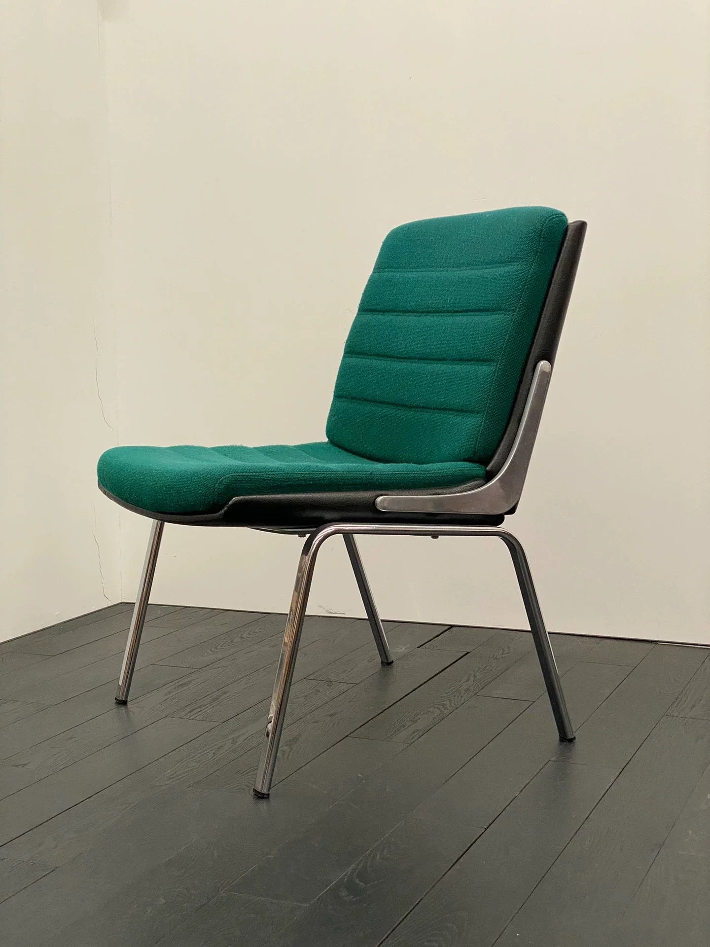 Vintage Drabert 1970s German Lake Green Wool Fabric Lounge Chair Mid-Century