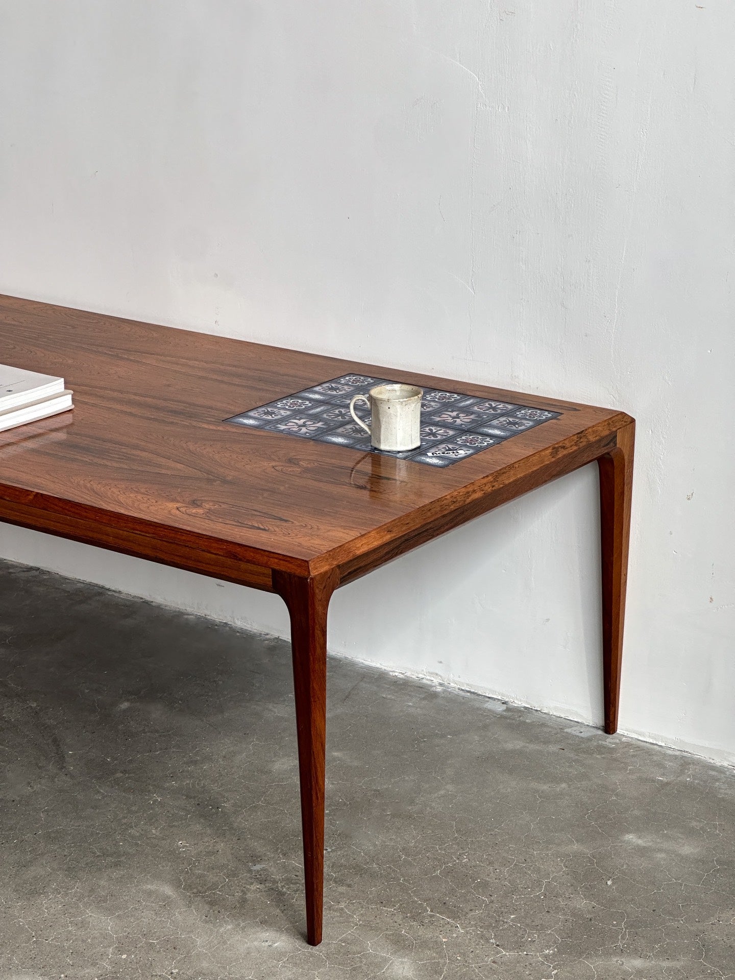 Vintage Danish Classic Designer Rosewood Tile Collage Coffee Table by Johannes Andersen