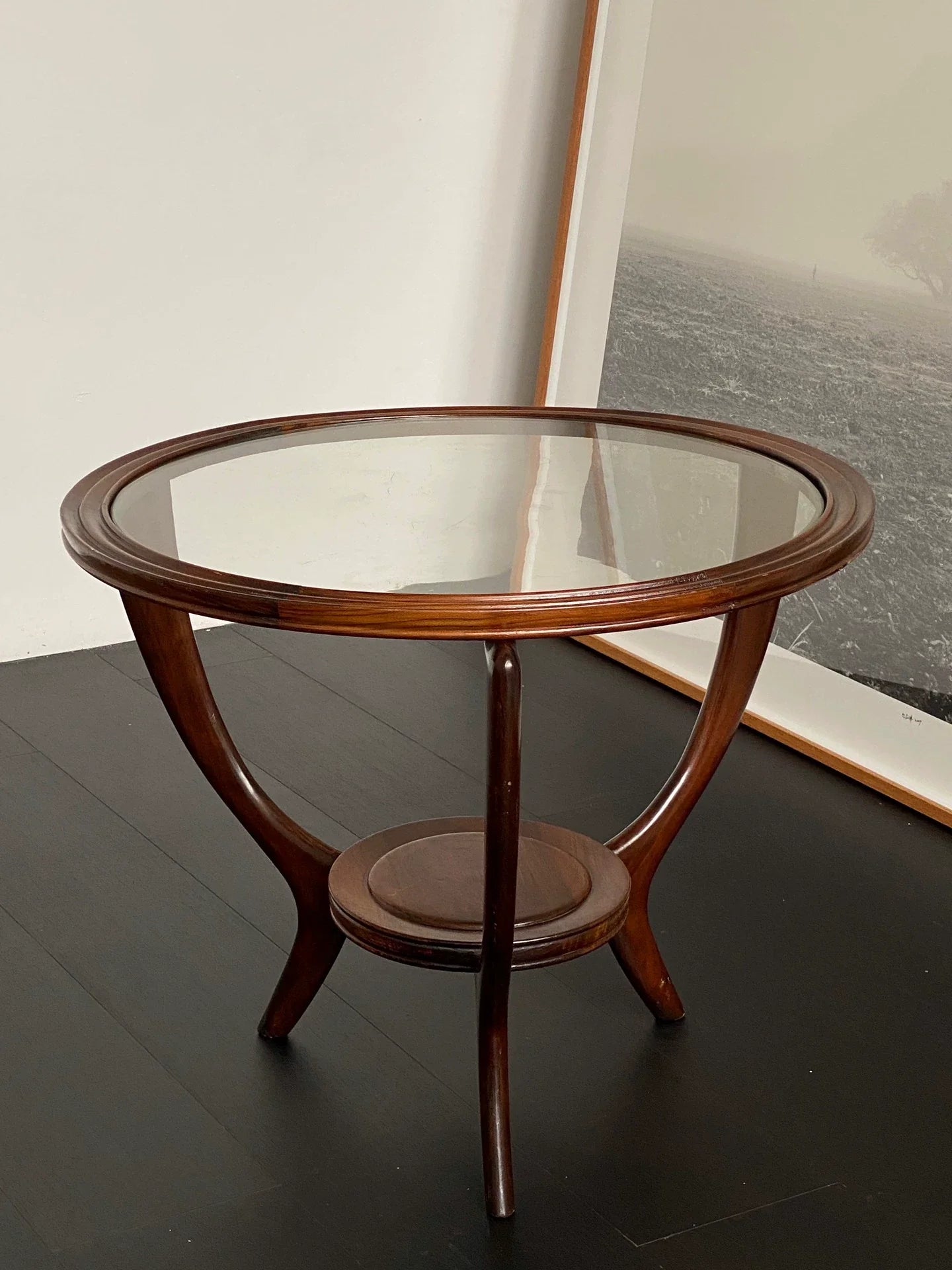 Authentic 1950s Italian Mid-Century Teak Wood Round Coffee Table