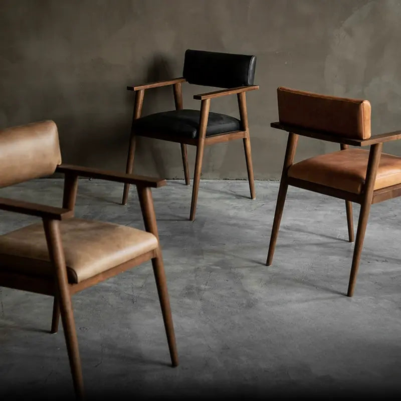 Isolde Genuine Leather Teak Wood Dining Chair