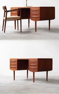 Giulio Simple Design Walnut Boxwood Writing Desk
