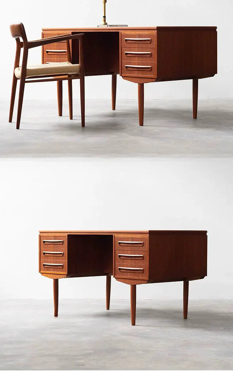 Giulio Simple Design Walnut Boxwood Writing Desk