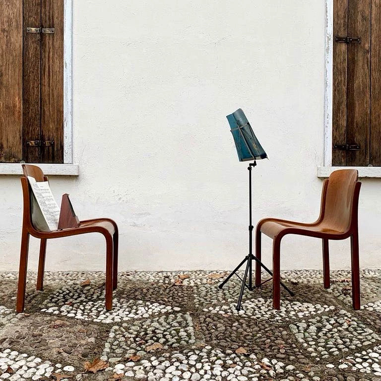 Vintage Italian Carlo Bartoli Mito T70 Walnut Beech Dining Chair 1960s