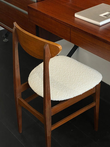 Elegant 1960s Italian Teak Wood Dining Chair with Reupholstered Seat
