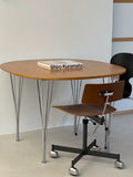 Elegant Fritz Hansen Superellipse Dining Table, 1-Meter, Wood Top, Metal Legs
