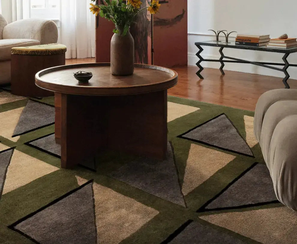 Lucian Custom Green French Retro Striped Carpet – Hand-Made Luxury Design