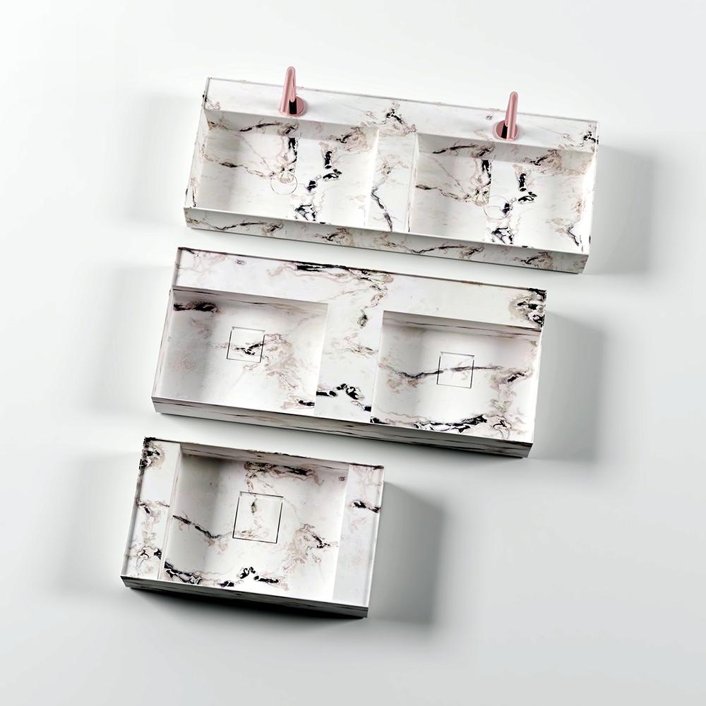 Josiah  Panda White Marble Double Basin