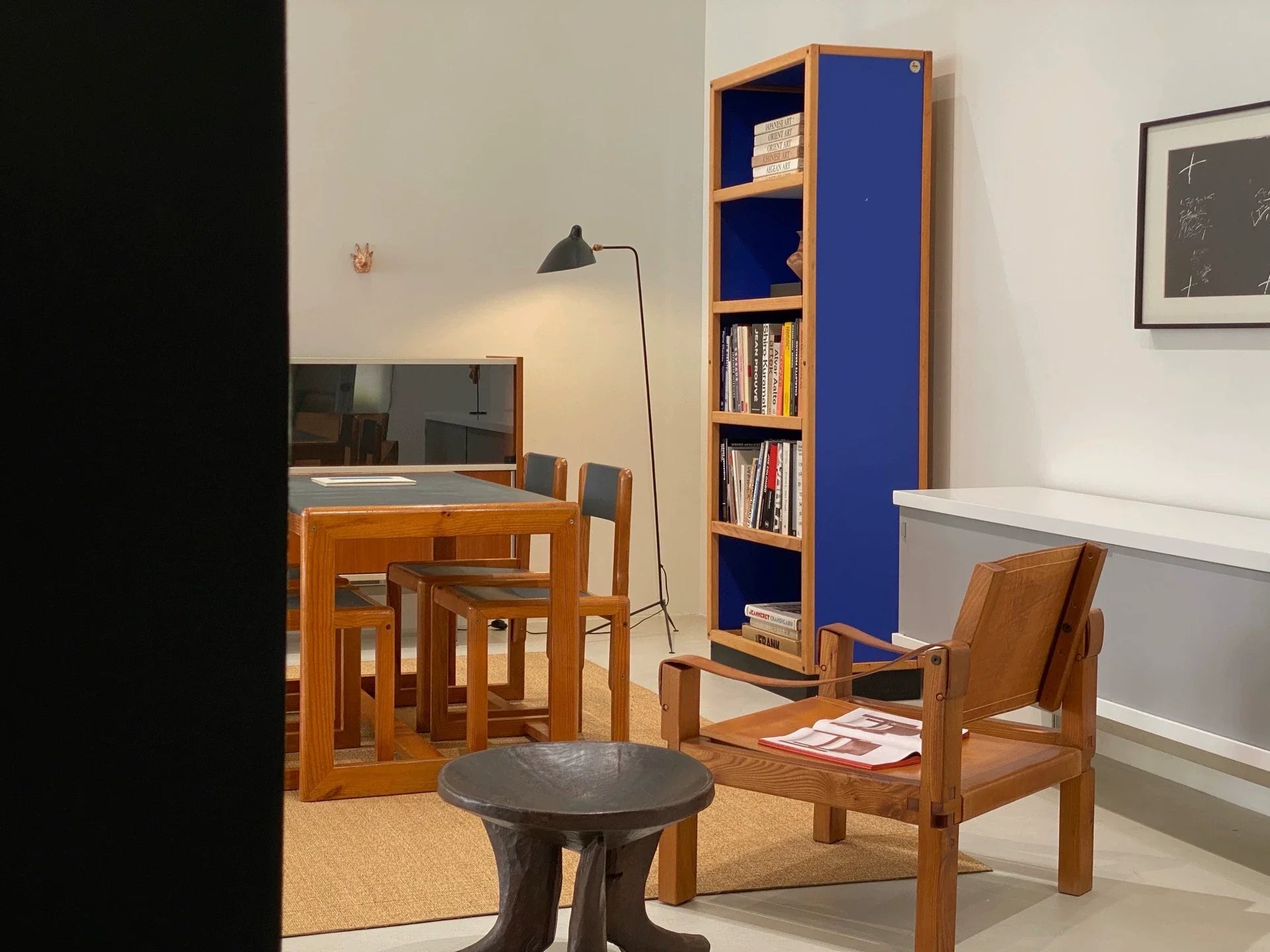 Authentic André Sornay Mid-Century Modern Dining Chair, Dark Grey Seat, 1960s French Design