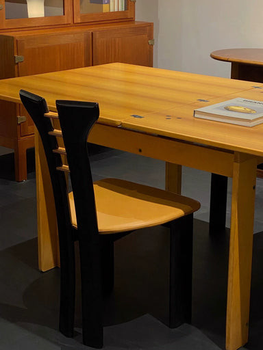 Vintage Pierre Cardin Dining Chair - Sculptural Black Walnut, Khaki Leather