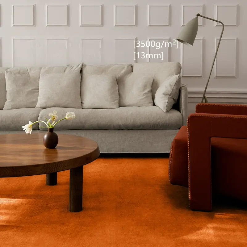 Azélie Handmade Solid Color Orange Carpet – Custom Design for Luxury Living