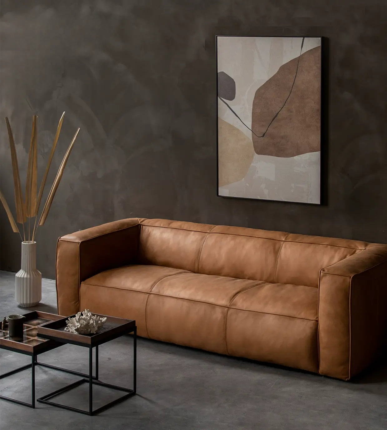 Emily Retro Style Cowhide Sofa with Subsidy