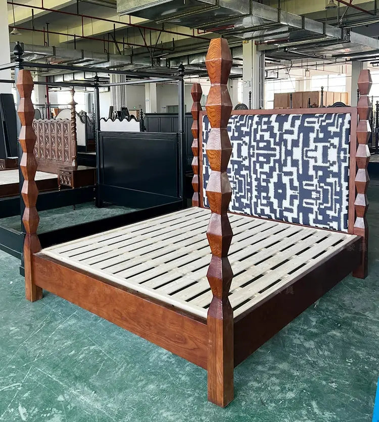 Pierre Elegant Soft Upholstered Pillar Bed Design