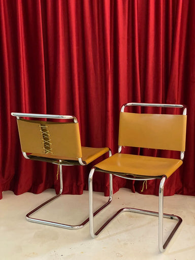 Vintage Knoll Spoleto Bauhaus Cantilever Chair - Saddle Leather, Chrome Frame