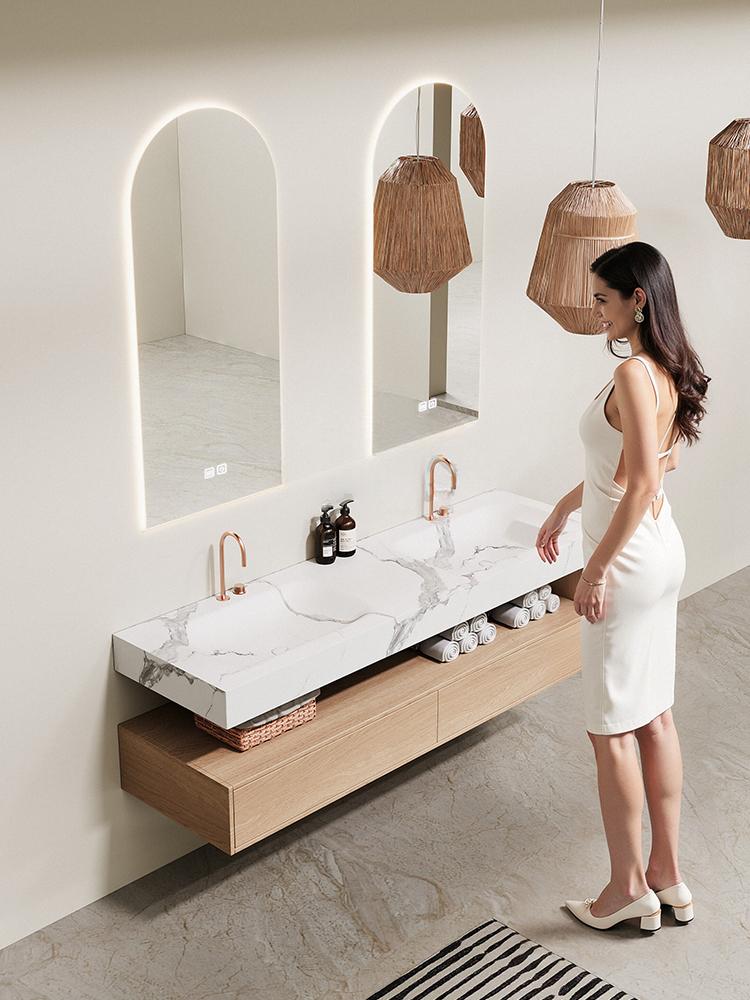 Avi Black Gold Marble Double Basin