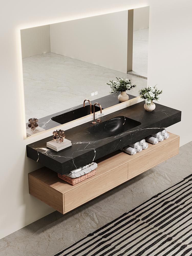 Inaya Red Cave Marble Wall-Mounted Sink