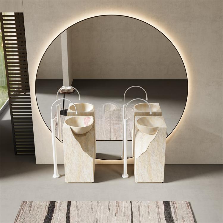 Rachel Yellow Travertine Pedestal Basin