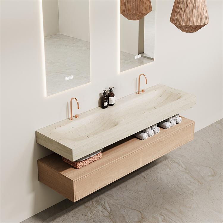 Avi Black Gold Marble Double Basin