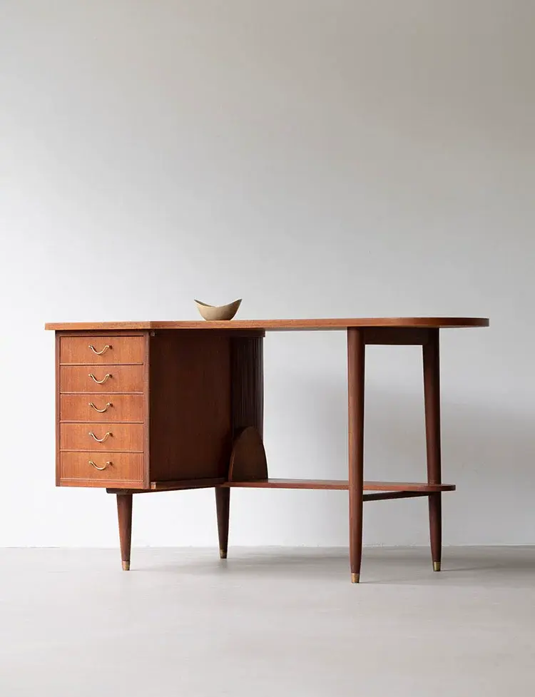 Célestin Retro Black Walnut Office Study Desk