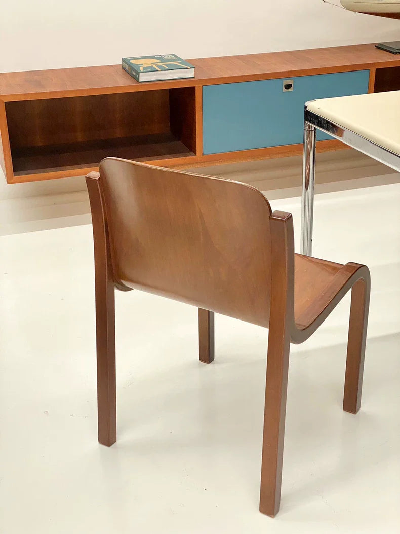 Vintage Italian Carlo Bartoli Mito T70 Walnut Beech Dining Chair 1960s