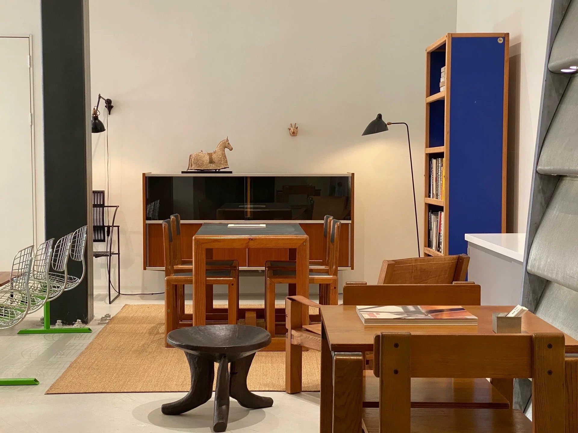 Mid-Century Modern André Sornay Designer Dining Table with Dark Gray Top