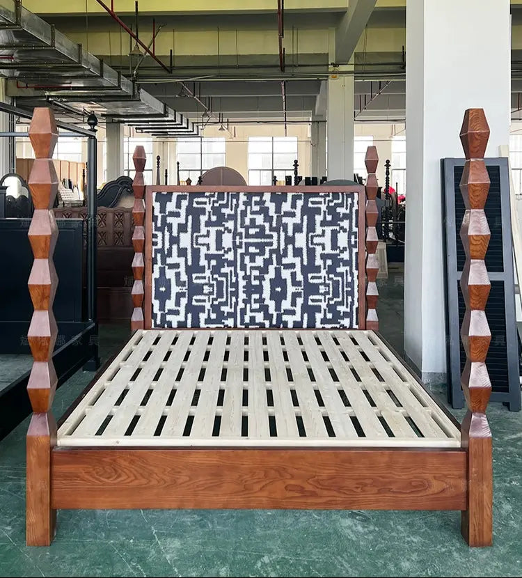 Pierre Elegant Soft Upholstered Pillar Bed Design