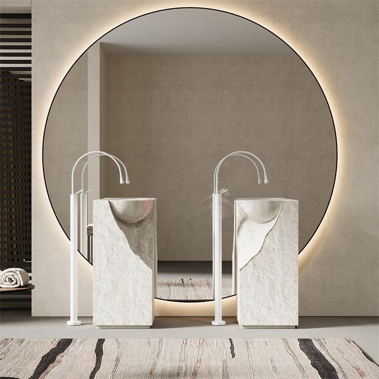 Rachel Yellow Travertine Pedestal Basin