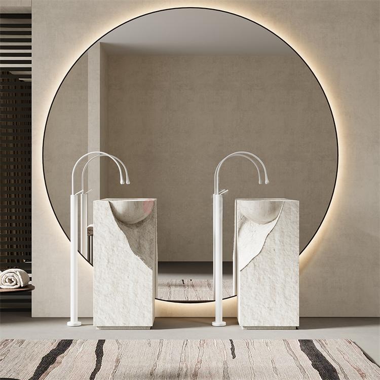 Caroline White Cave Stone Pedestal Basin