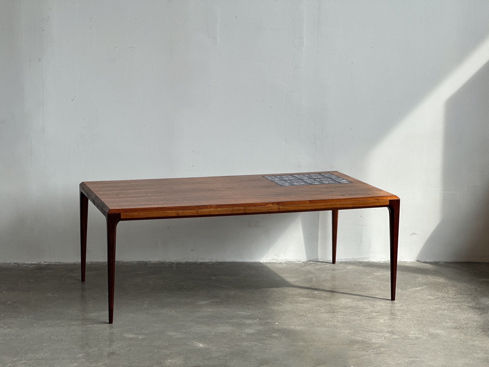 Vintage Danish Classic Designer Rosewood Tile Collage Coffee Table by Johannes Andersen
