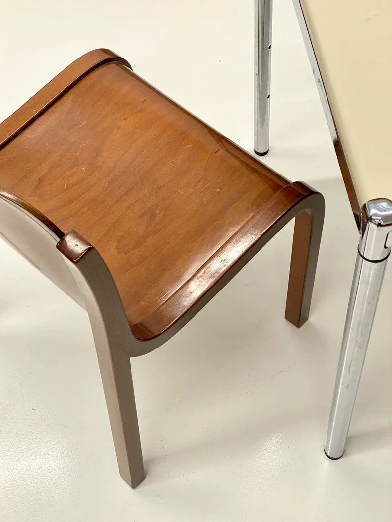 Vintage Italian Carlo Bartoli Mito T70 Walnut Beech Dining Chair 1960s