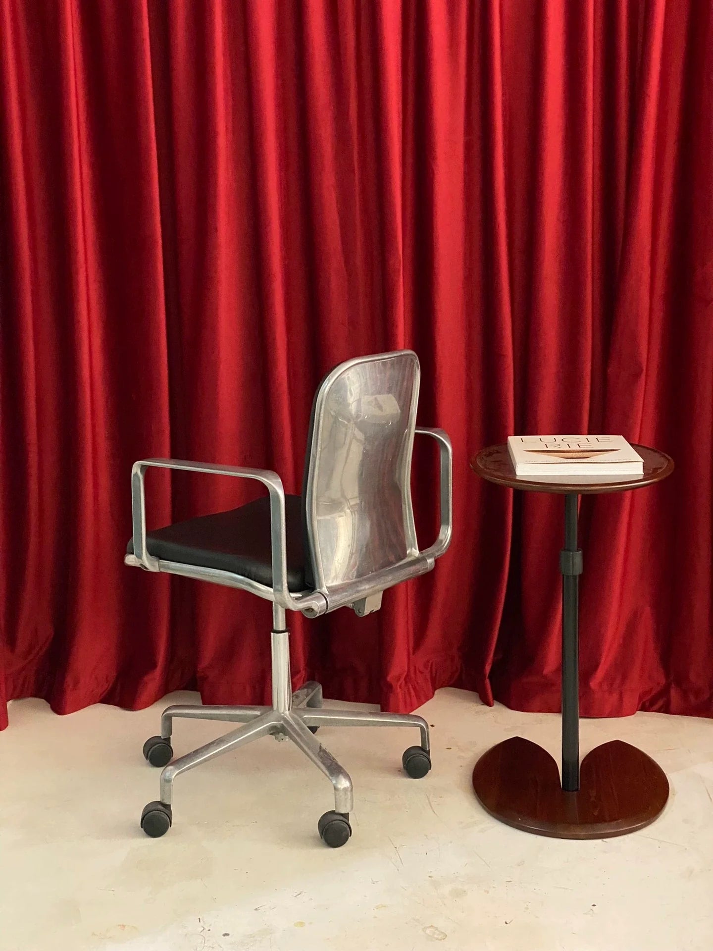 Vintage Italian Frederick Scott Hille Swivel Office Chair Metal Back Adjustable