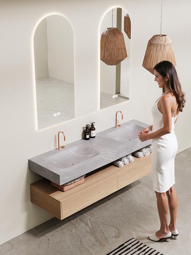 Avi Black Gold Marble Double Basin