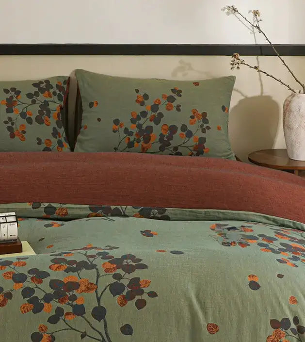 Maelis Jacquard Craft Green Bed Sheet Set – Soft Cotton Comfort