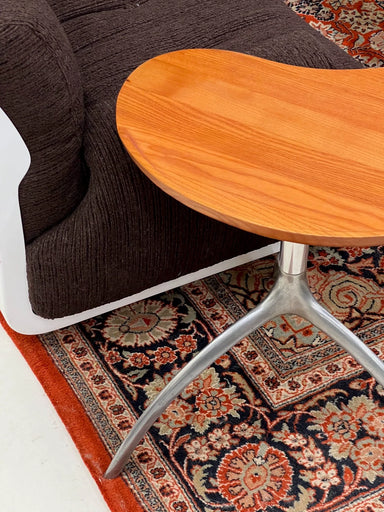 Vintage Italian 1990s Pear-Shaped Teak Rotating Side Table by Alias