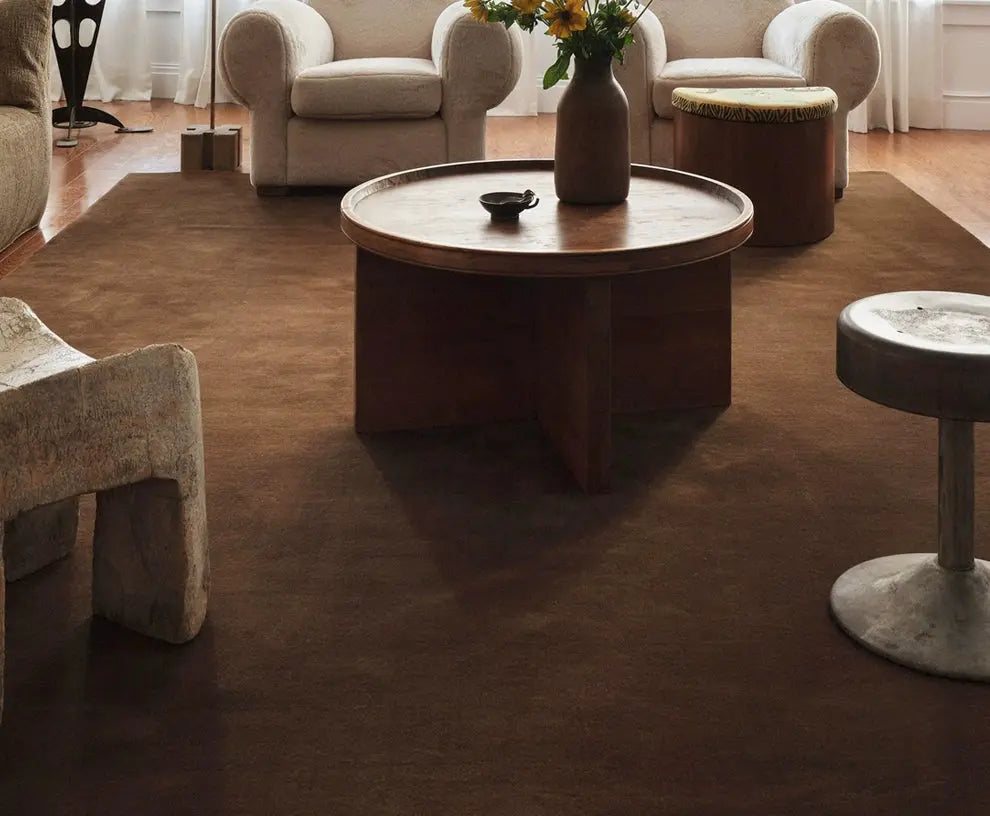 2025 new handmade medieval retro brown carpet living room full bedroom bedside minimalist pure color French homestay