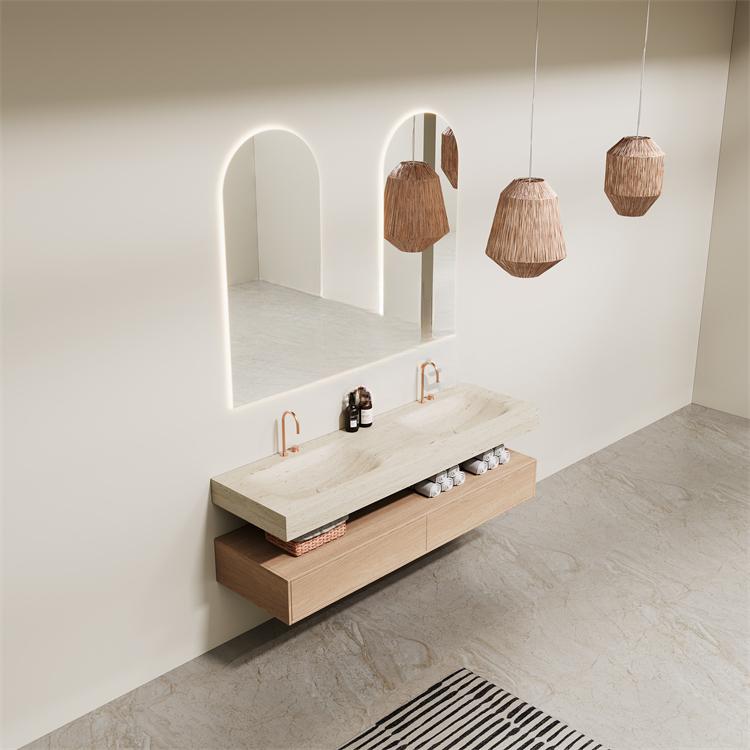 Azriel Kala Limestone Wall-Mounted Double Basin