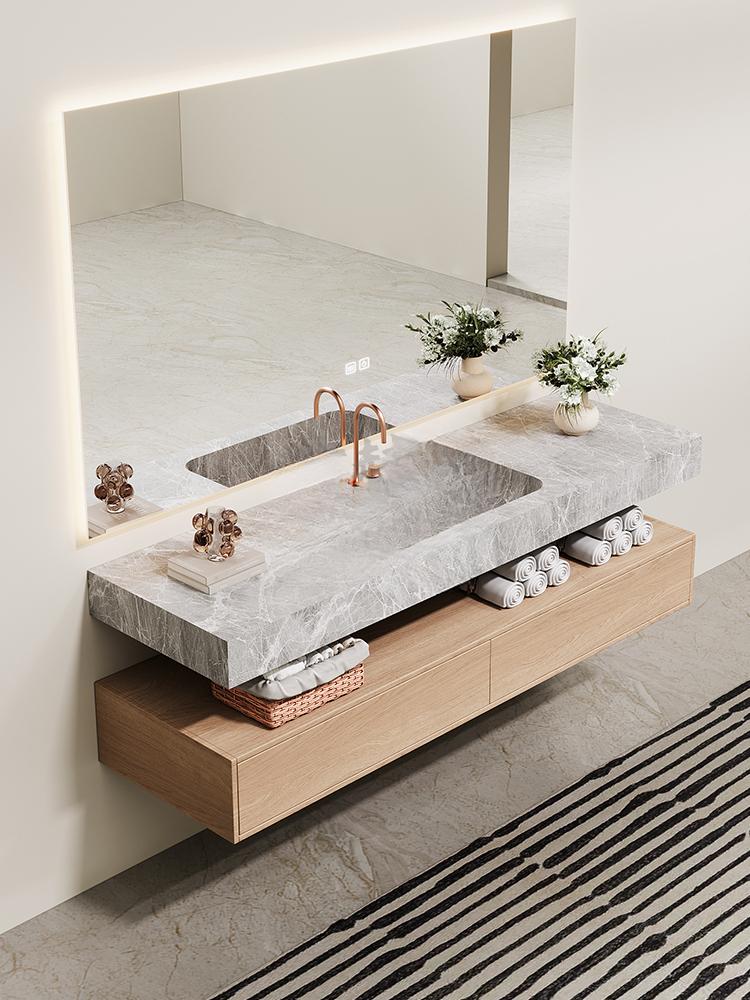 Inaya Red Cave Marble Wall-Mounted Sink