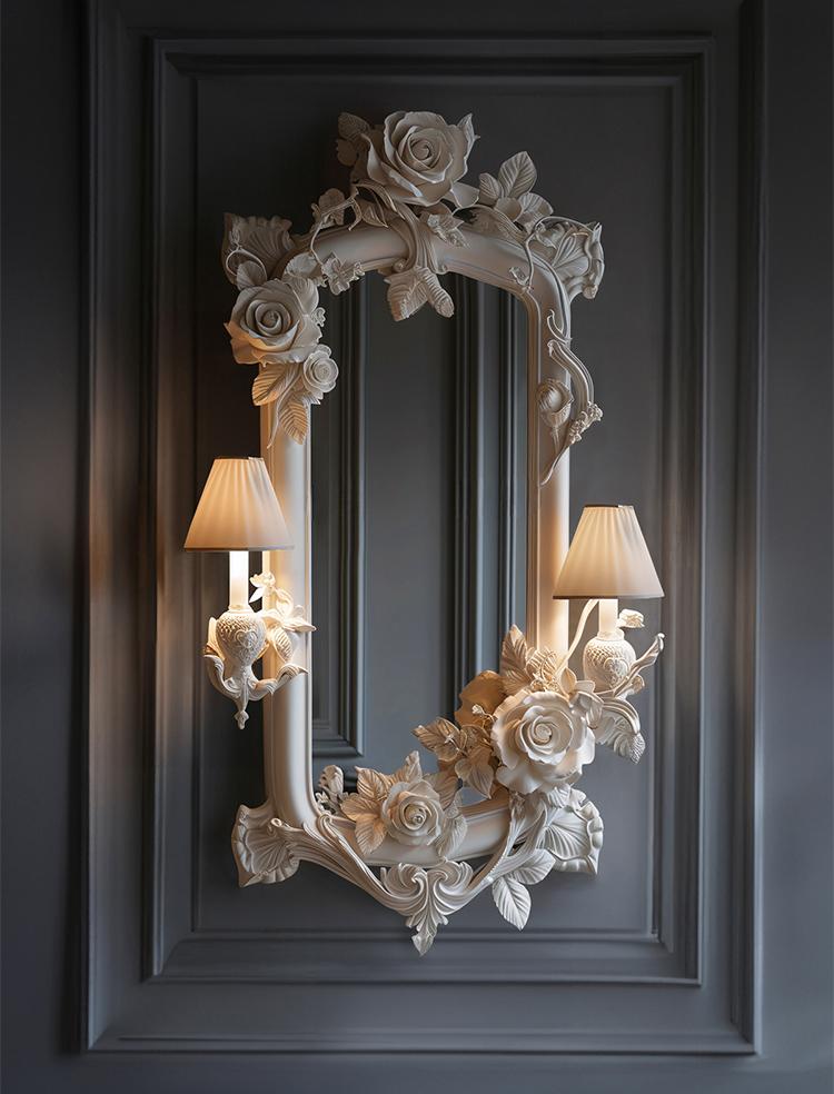 Jeremiah Carved Half-Length Makeup Mirror