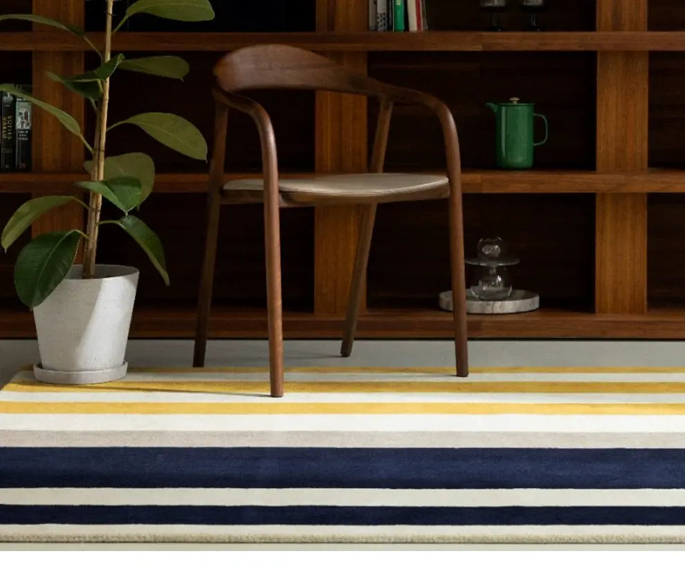 Clarimonde Hand-Woven Retro Red Stripes Carpet – Custom Design for Living Room