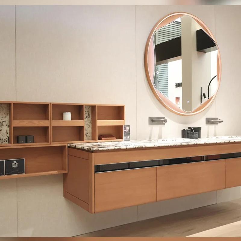 Benjamin Modern Solid Wood Bathroom Cabinet with Marble Basin