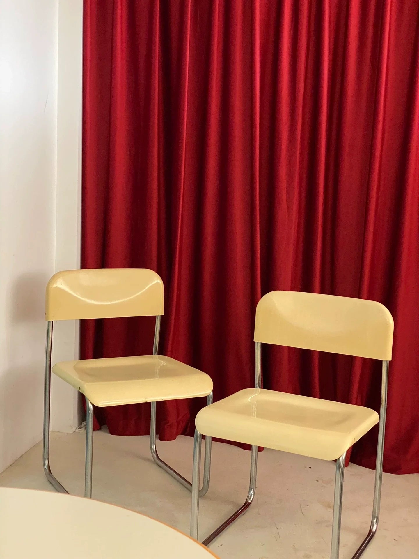 Vintage 1970s Italian Space Age Dining Chair, Naturally Oxidized Goose Yellow ABS