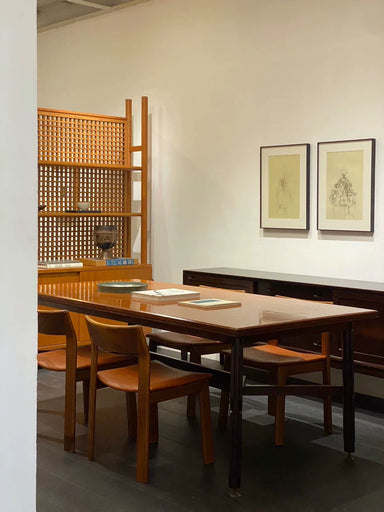 Vintage 1960s Italian Solid Wood Dining Table with Structural Legs, Mid-Century Modern Design