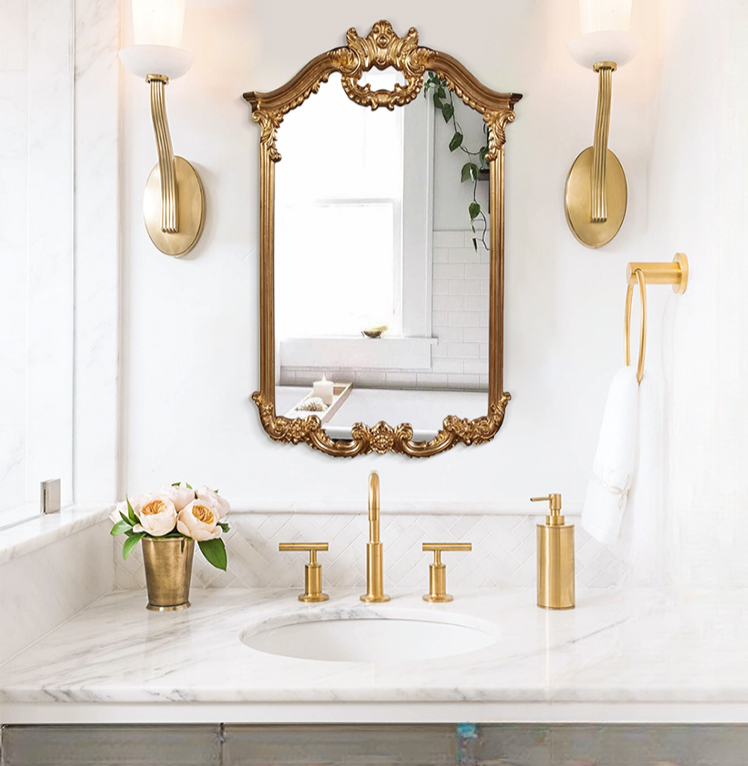 Elora Nordic Carved Wall Bathroom Mirror