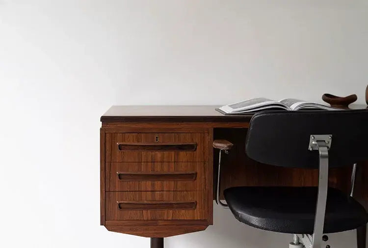 Blaise Black Walnut Desk with Storage Drawers
