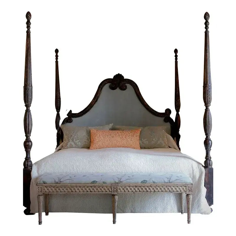 Noémie Retro Solid Wood Pillar Bed