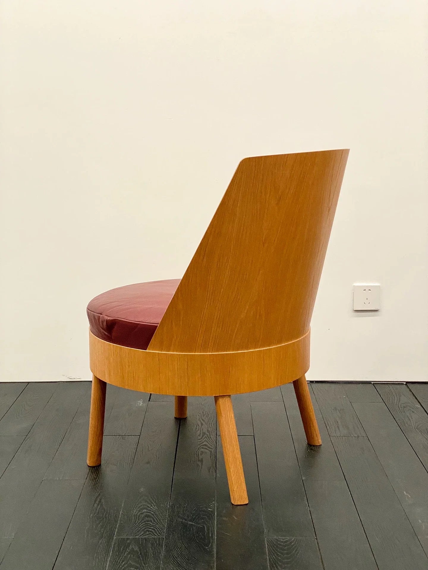 Premium German Bessy Leisure Chair, Stefan Diez, Oak Plywood, Leather