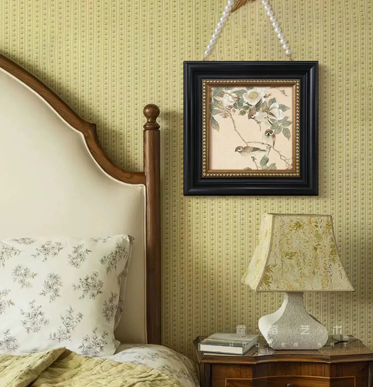Patrice French flower and bird hanging painting