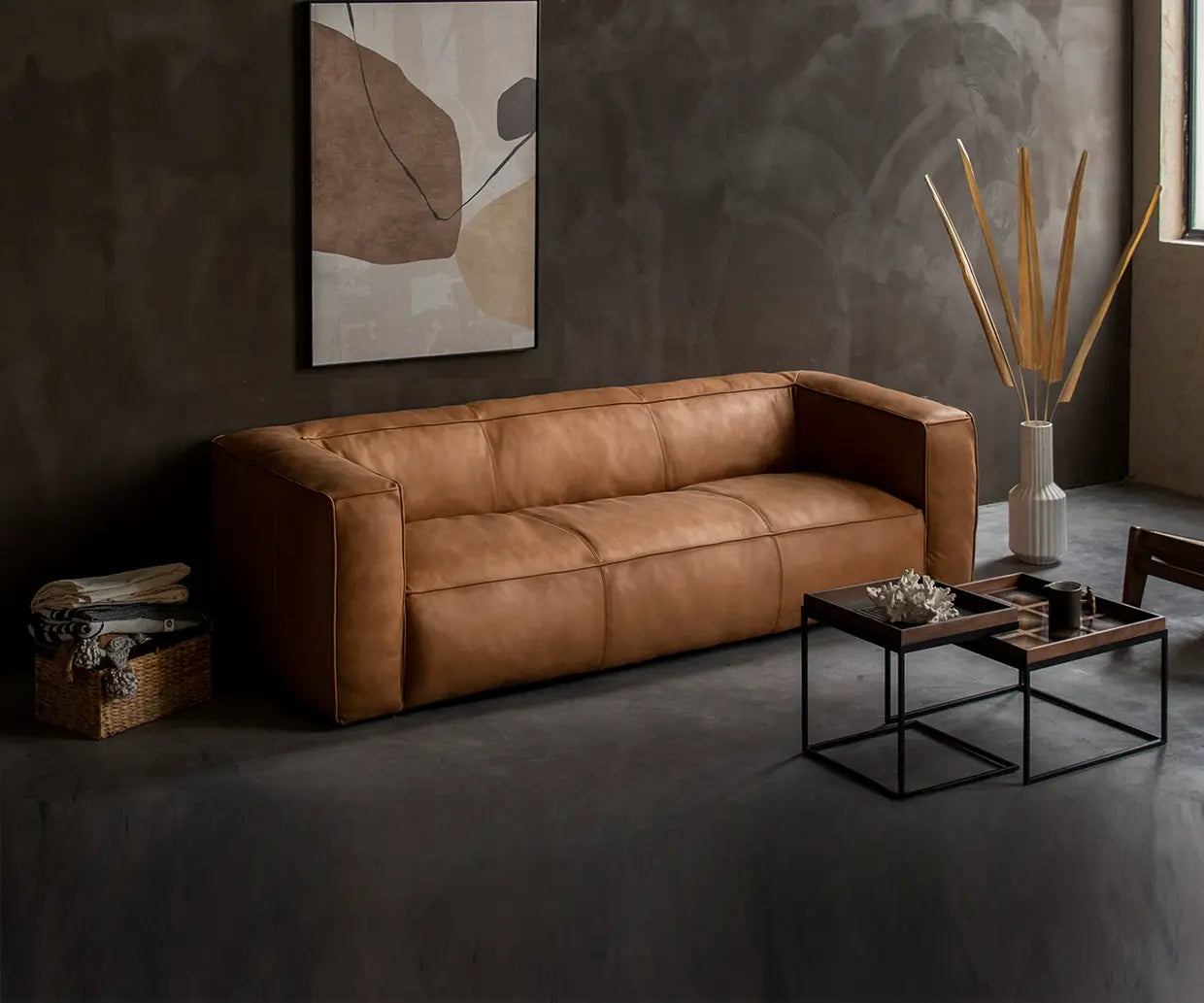 Emily Retro Style Cowhide Sofa with Subsidy
