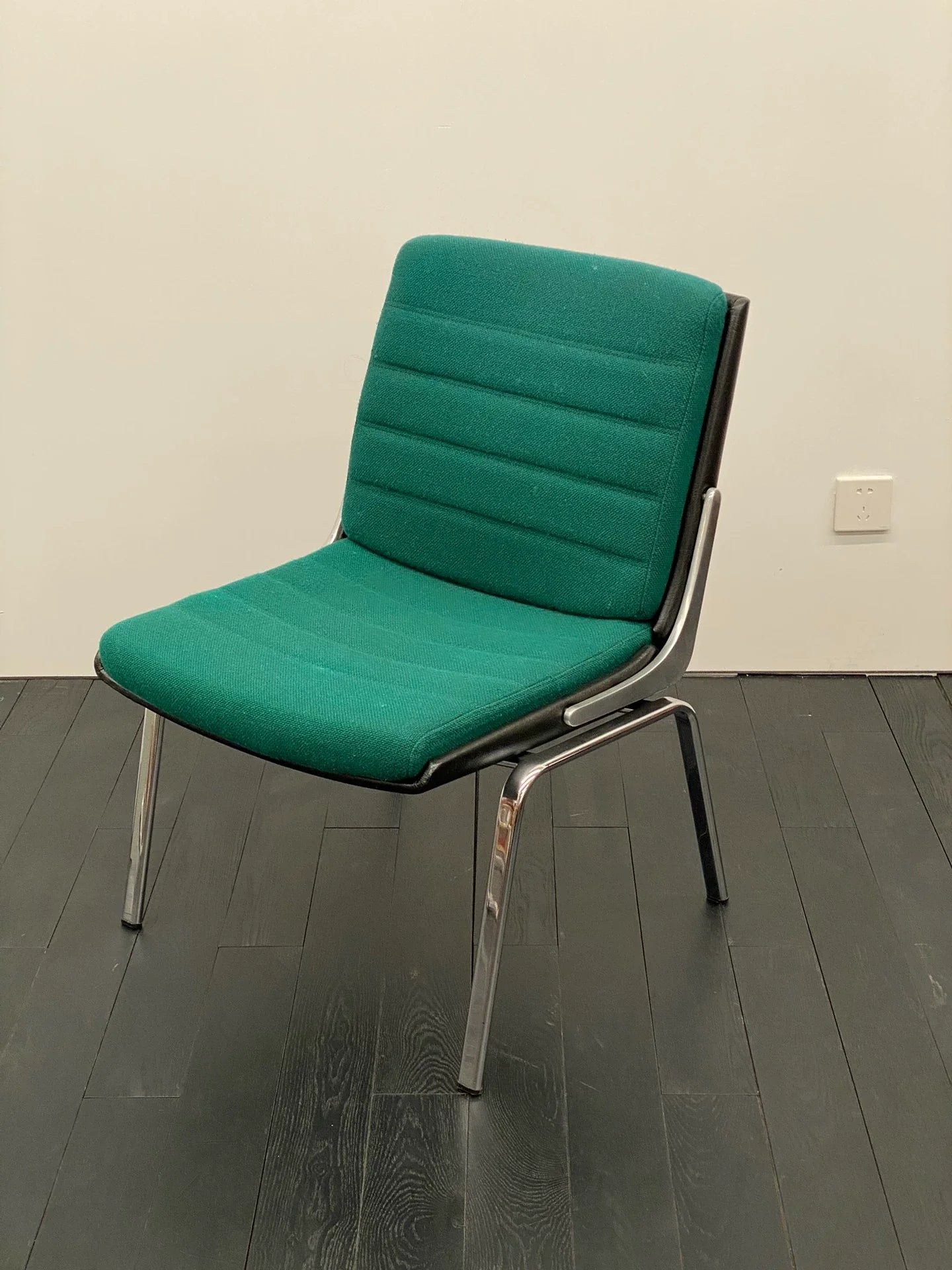 Vintage Drabert 1970s German Lake Green Wool Fabric Lounge Chair Mid-Century